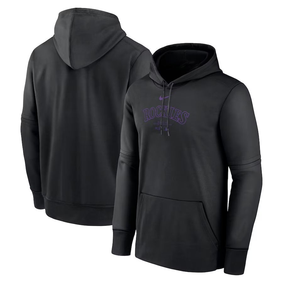 Men 2025 MLB Colorado Rockies Black Nike hoodie style 2